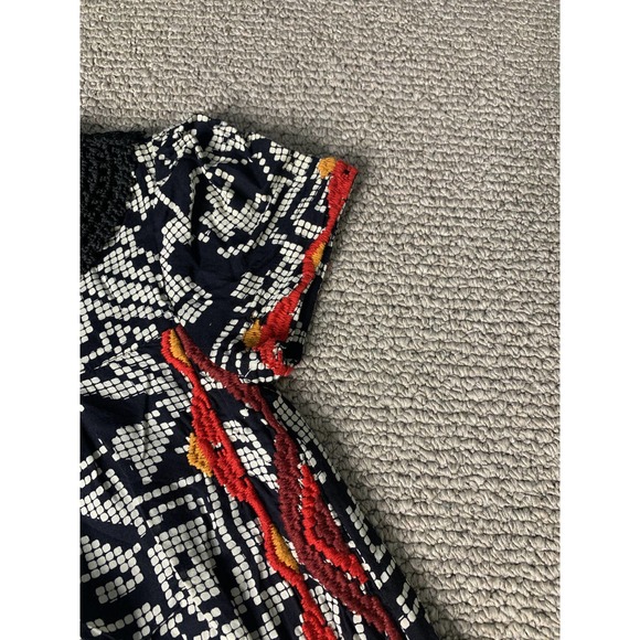 Anthropologie Floreat Womens Dress XS Black Geometric Beaded Fringe Abelia Boho - Picture 3 of 14